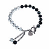 Armband met Transparante Blauwgrijze Kristal - Zoetwaterparels - RVS