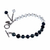 Armband met Transparante Blauwgrijze Kristal - Zoetwaterparels - RVS