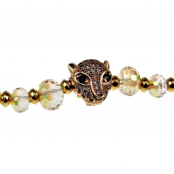 Armband met Tijgerkop - Verguld RVS Geel Kralenarmband met T-sluiting