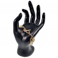 Armband Dames - Geel Kristal - Armband met Tijgerkop Design - Verguld RVS - Kralenarmband met T-sluiting