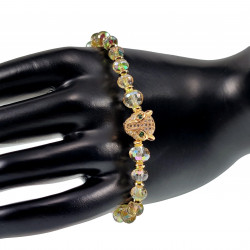 Armband met Tijgerkop - Verguld RVS Geel Kralenarmband met T-sluiting