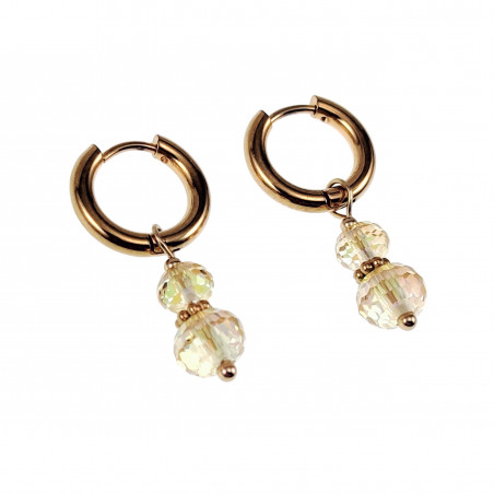∅15mm Verguld RVS - Oorringen met Geel Gefacetteerde Kristallen Hanger