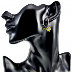 ∅14mm Dames RVS Oorbellen Geel Gefacetteerde Kristallen Bloemhanger