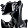 ∅14mm x 2mm Oorringen Dames - Gepolijst RVS - Lila/Blauwe Gefacetteerde Kristallen Bloem Hanger - Bungelende Oorbellen