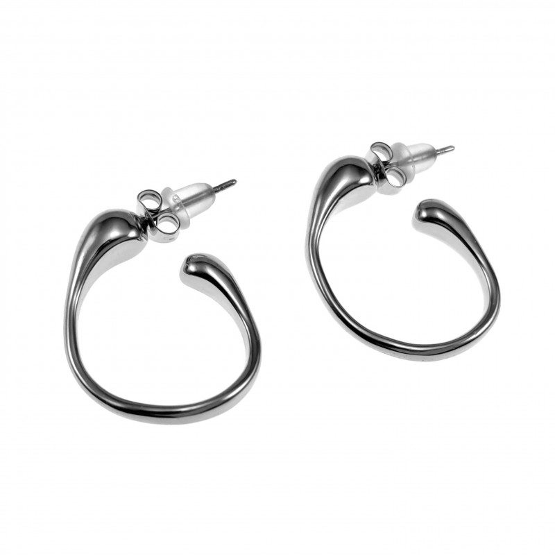 Oorbellen Dames - Gepolijst RVS - Asymmetrische Oorringen Oorbellen Dames - Gepolijst RVS - Asymmetrische Oorringen