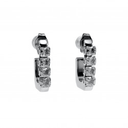 17mm Hoog Oorbellen Dames - RVS - U-vormige Oorbellen met Zirkonias