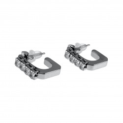 17mm Hoog Oorbellen Dames - RVS - U-vormige Oorbellen met Zirkonias