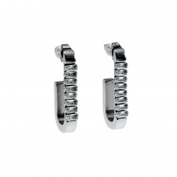 30mm Hoog Oorbellen Dames - RVS - U-vormige Oorbellen met Zirkonias