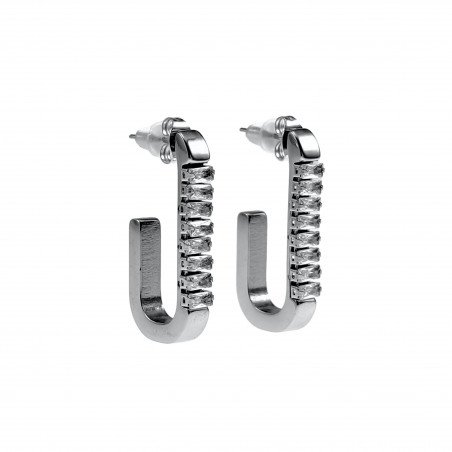 30mm Hoog Oorbellen Dames - RVS - U-vormige Oorbellen met Zirkonias