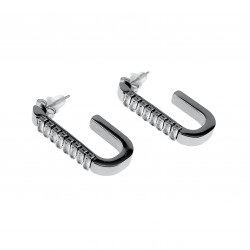30mm Hoog Oorbellen Dames - RVS - U-vormige Oorbellen met Zirkonias