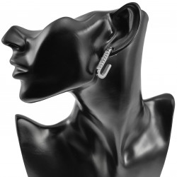 30mm Hoog Oorbellen Dames - RVS - U-vormige Oorbellen met Zirkonias