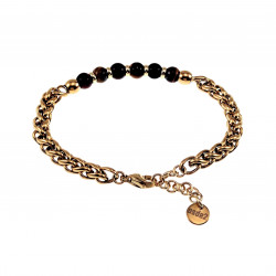 Armband Unisex Verguld RVS Visgraat Schakelarmband met Tijgeroogstenen