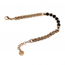 Armband Unisex Verguld RVS Visgraat Schakelarmband met Tijgeroogstenen