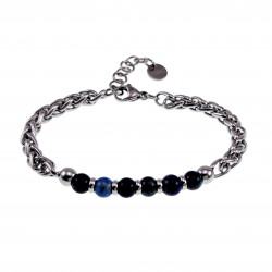 Armband Unisex - RVS - Visgraat Schakelarmband met Lapis Lazuli Stenen - Dames - Heren