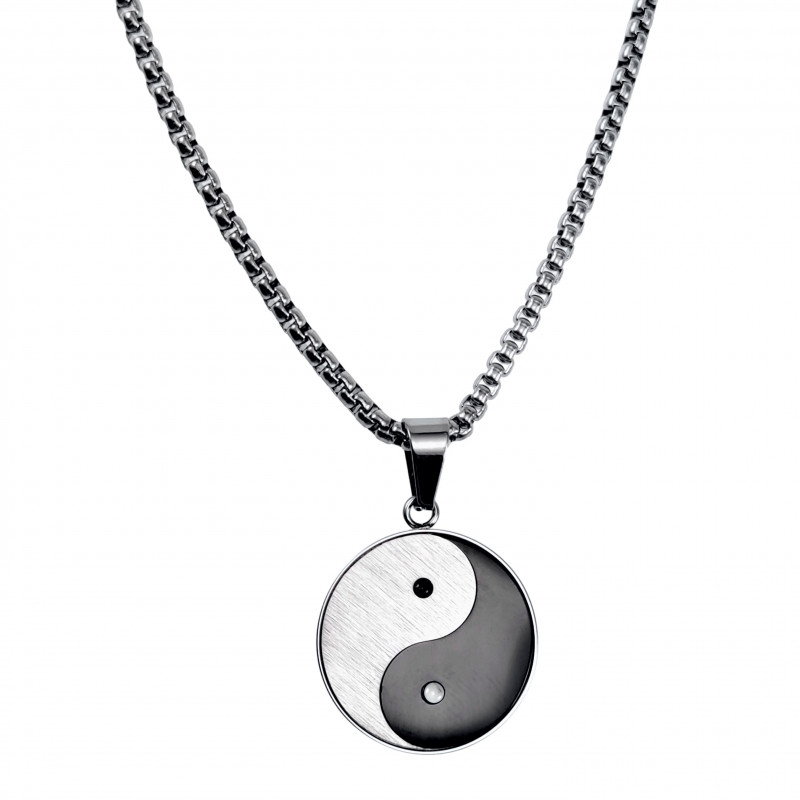 60cm x 3mm Jasseron Ketting + Yin Yang-Hanger Unisex - Gepolijst RVS 60cm x 3mm Jasseron Ketting + Yin Yang-Hanger Unisex - Gepolijst RVS