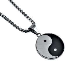 60cm x 3mm Jasseron Ketting + Yin Yang-Hanger Unisex - Gepolijst RVS