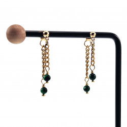 Lange Oorbellen Dames Verguld RVS Oorbellen met Schakelketting - Steen