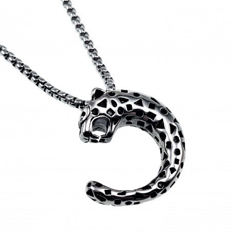 60cm x 3mm Jasseron Ketting + Panterkop Hanger Unisex - RVS