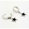 Titanium RVS Oorringen met Zwarte Ster Hanger