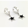 Titanium Oorringen met Zwarte Ster Hanger