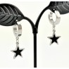 Titanium RVS Oorringen met Zwarte Ster Hanger