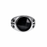 Zegelring Unisex - Gepolijst RVS - Ronde Ring met Zwarte Zirkonia