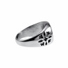 Zegelring Unisex - Gepolijst RVS - Ronde Ring met Zwarte Zirkonia