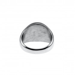 Zegelring Unisex - Gepolijst RVS - Ronde Ring met Zwarte Zirkonia
