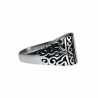 Zegelring Unisex - Gepolijst RVS - Ovale Design Ring met Zwarte Steen