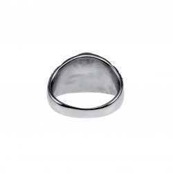 Zegelring Unisex - Gepolijst RVS - Ovale Design Ring met Zwarte Steen
