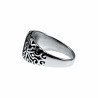 Zegelring Unisex - Gepolijst RVS - Ovale Design Ring met Zwarte Steen