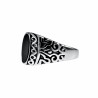 Zegelring Unisex - Gepolijst RVS - Ovale Design Ring met Zwarte Steen