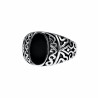 Zegelring Unisex - Gepolijst RVS - Ovale Design Ring met Zwarte Steen