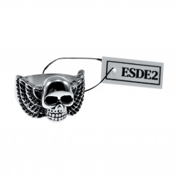 Ring Unisex - Gepolijst RVS - Schedelkop Ring met Engelenvleugels Dames - Heren