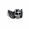 Ring Unisex - Gepolijst RVS - Schedelkop Ring met Engelenvleugels Dames - Heren