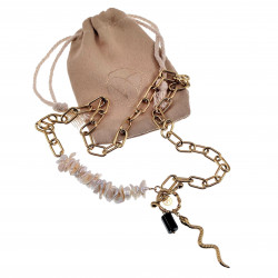 Dottilove Ovale Schakelketting met Slangenhanger - 14k Goud RVS
