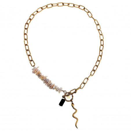 Dottilove Ovale Schakelketting met Slangenhanger - 14k Goud RVS