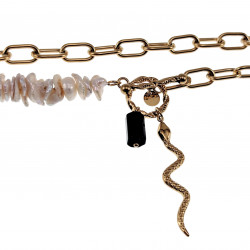 Dottilove Ovale Schakelketting met Slangenhanger - 14k Goud RVS