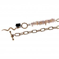Dottilove Ovale Schakelketting met Slangenhanger - 14k Goud RVS