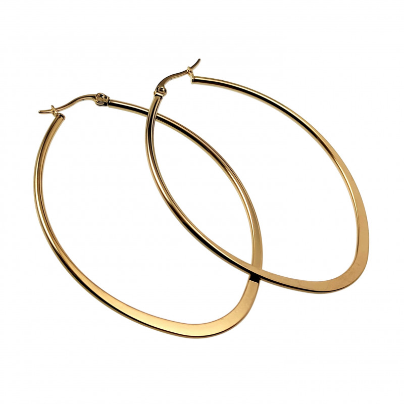 ∅60mm Oorbellen Dames - Verguld RVS - Ovale Oorringen ∅60mm Oorbellen Dames - Verguld RVS - Ovale Oorringen