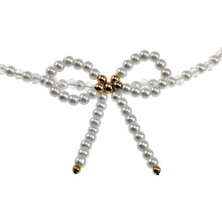 Verstelbaar Schelpparels-Kristal Ketting met Strik Dames Verguld RVS