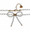 Verstelbaar Schelpparels-Kristal Ketting met Strik Dames Verguld RVS