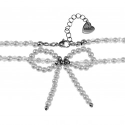Verstelbaar Schelpparels-Kristal Ketting met Strik Dames - RVS Collier