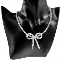 Verstelbaar Schelpparels-Kristal Ketting met Strik Dames - RVS Collier