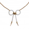 Verstelbaar Ketting met Witte Schelpparels Strik Dames - Verguld RVS