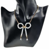 Verstelbaar Ketting met Witte Schelpparels Strik Dames - Verguld RVS