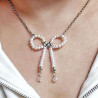 49cm tot 54cm Ketting Dames - RVS - Ketting met Witte Schelpparels Strik - Halsketting - Verstelbaar
