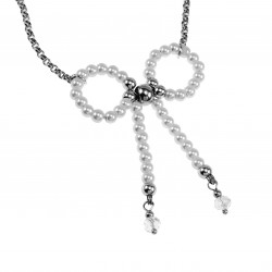 49cm tot 54cm Ketting Dames - RVS - Ketting met Witte Schelpparels Strik - Halsketting - Verstelbaar