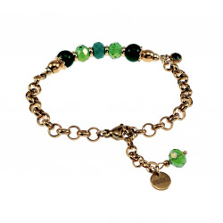 Armband Dames Verguld RVS Ronde Schakelarmband met Groenen Kristallen