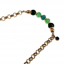 Armband Dames Verguld RVS Ronde Schakelarmband met Groenen Kristallen